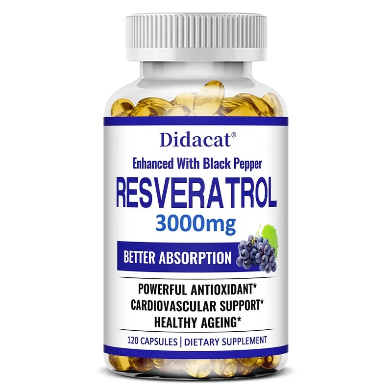Resveratrol 3000 Mg Antioxidant Supports Brain Immune Joint and Cardiovascular Health Improves Skin Gluten Free Non-GMO