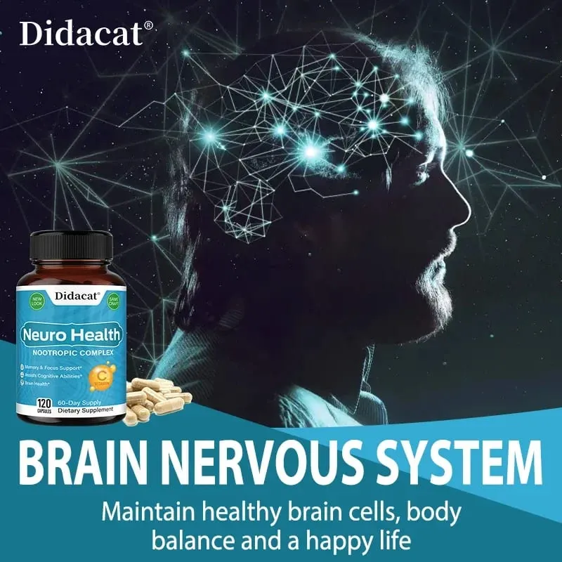 Complexo de Nutrição Cerebral - com Extrato de Bacopa Neuro Health Support Antioxidante Promove a Saúde Nervosa Energia Celular