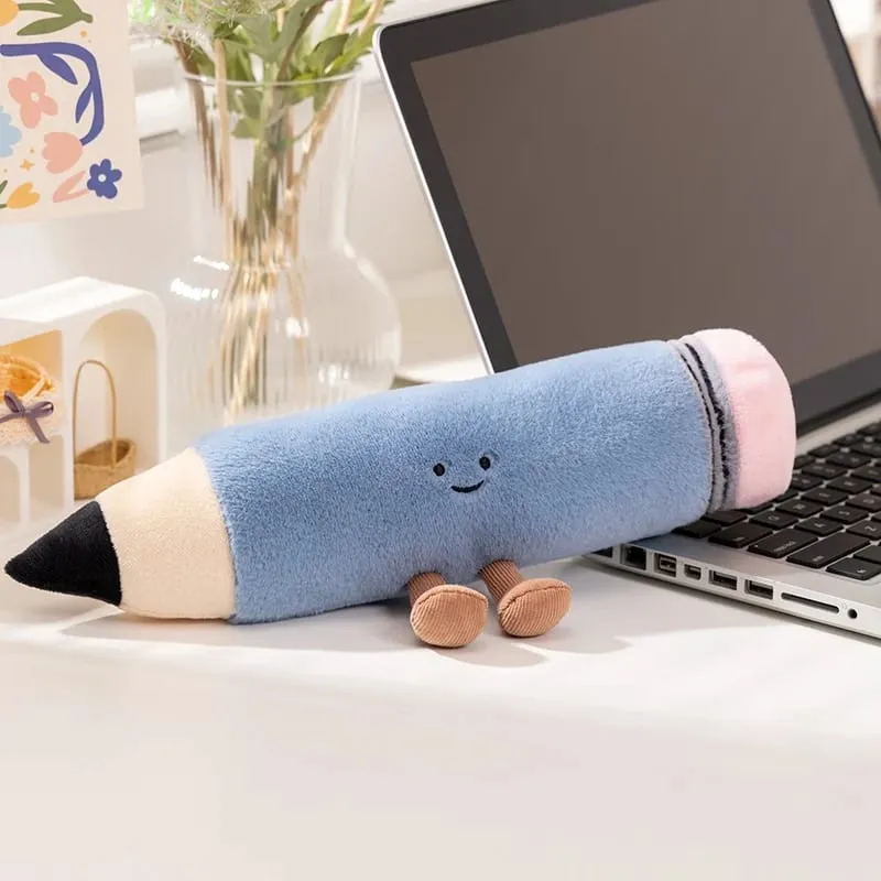 Kawaii Stationery Commodity Plush Toy Stuffed Humanoid Ruler Book Pencil Sharpener Eraser Pillow Decoration Gift