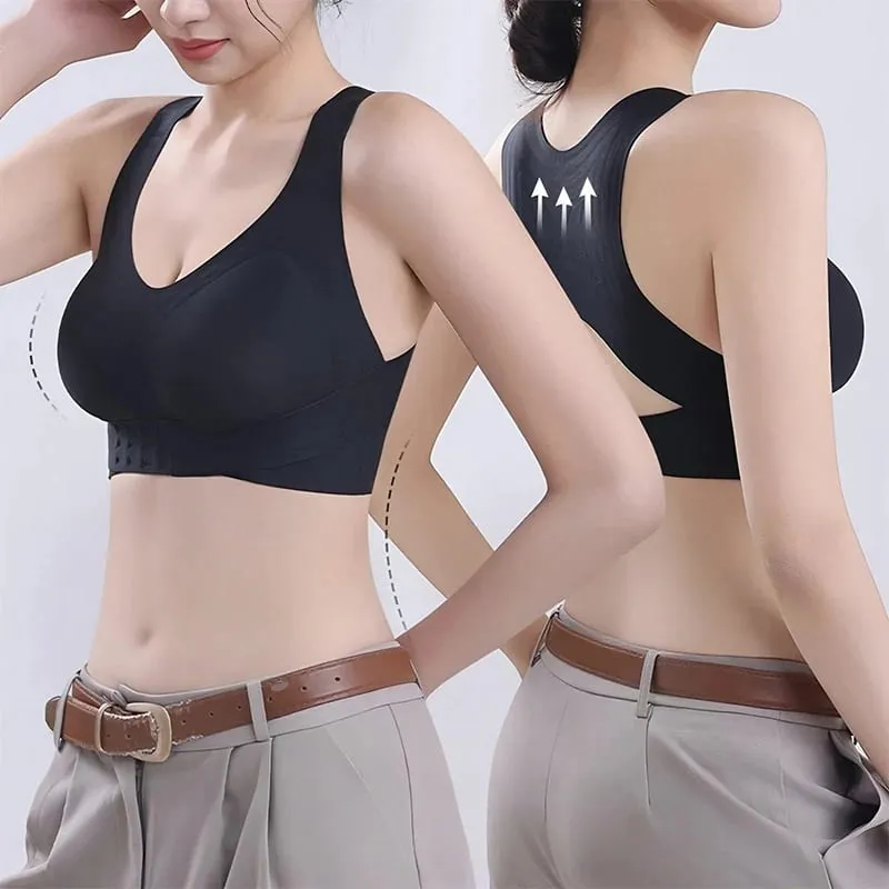 Sutiã de suporte de postura feminino fechamento frontal cruz de volta sutiãs de postura sem fio suporte de cobertura completa push up bralettes suporte de postura