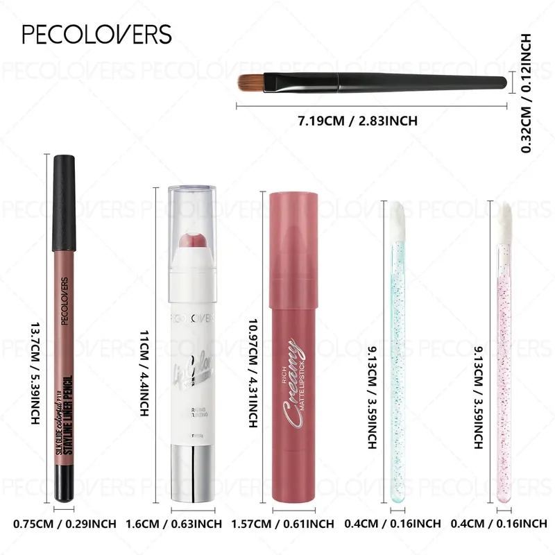6 Pçs/set Conjunto de Maquiagem Labial - Linha Labial Precisa e Cor Completa Hidratante Semi-fosco Adequado para Maquiagem Diária e de Festa — image 5