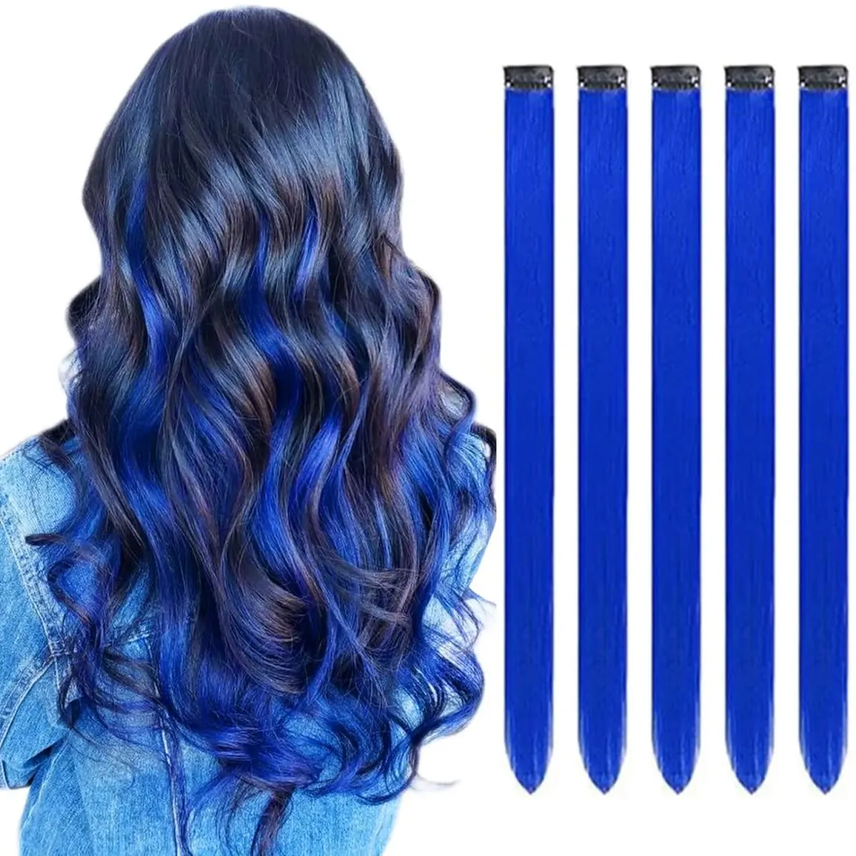 5 pçs clipe colorido em extensões de cabelo sintético destaques festa extensões de cabelo colorido arco-íris falso grampos de cabelo postiços — image 13