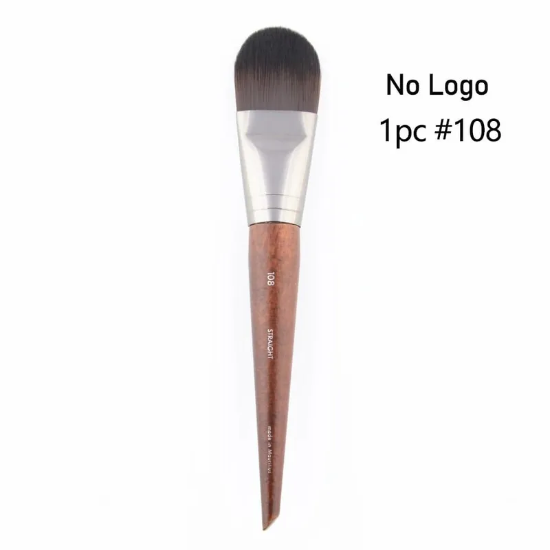 Pincel de maquiagem para base #108, creme bb plano líquido, madeira natural, máscara facial profissional, pincéis de maquiagem sintéticos, 1 peça