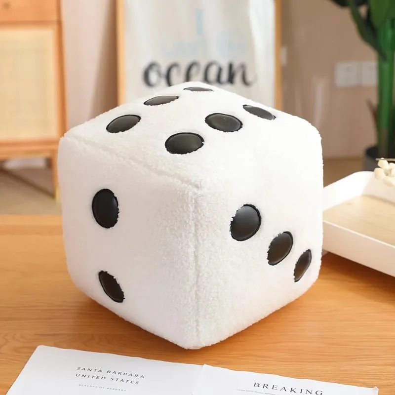 8/25cm recheado mahjong dados travesseiro de pelúcia macio branco preto volta apoio plushie interativo jogo interior instrumento presente