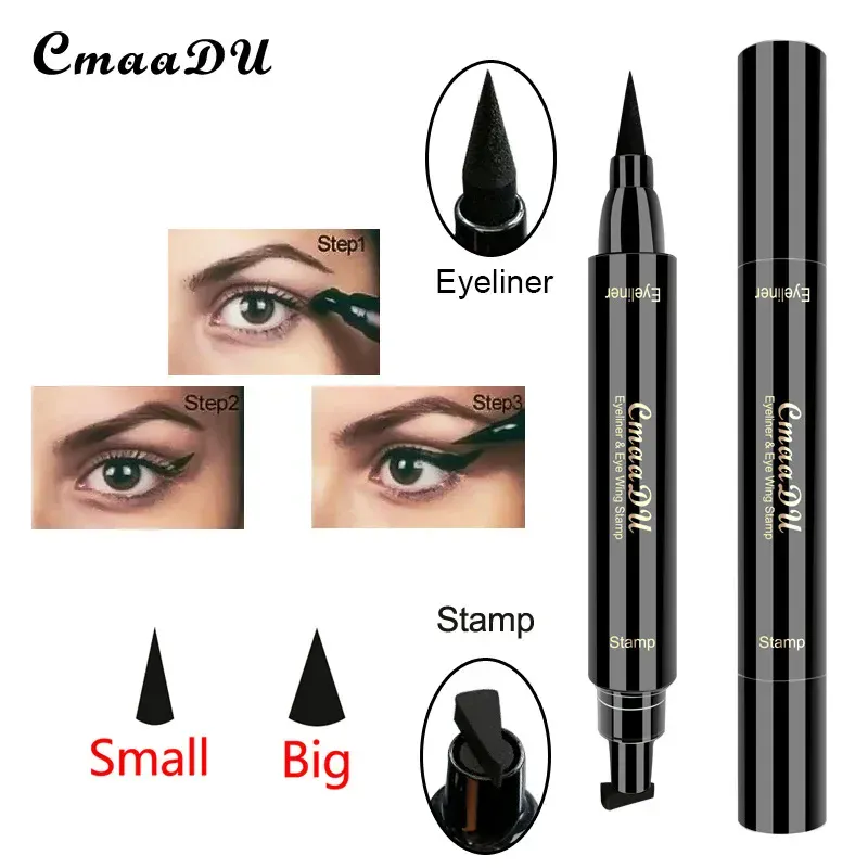 Delineador grande com vedação de duas cabeças, à prova d'água e de secagem rápida, delineador líquido preto, caneta de cola para cílios pequenos, maquiagem cosmética, 1 peça