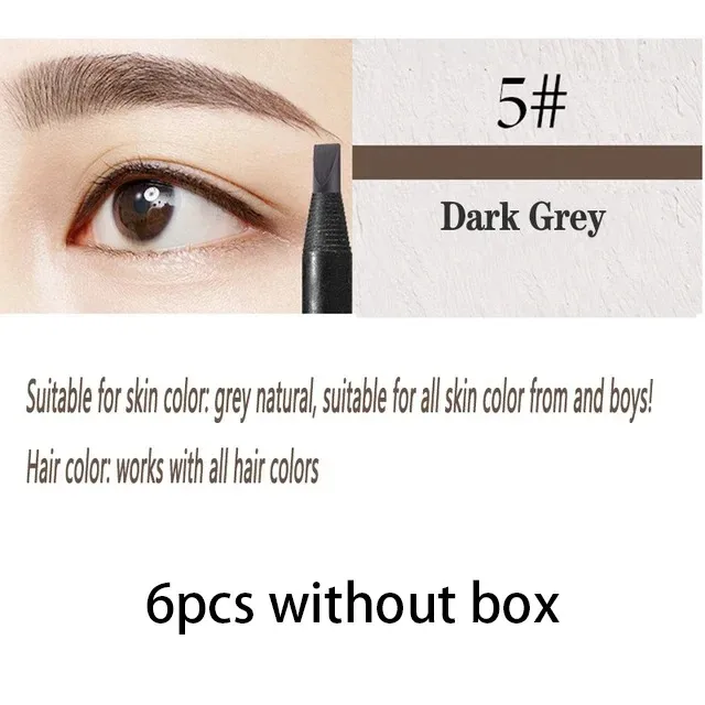 6/12 pçs lápis de sobrancelha núcleo duro atacado maquiagem puxar linha haozhuang marca permanente peel off branco preto à prova dnatural água natural