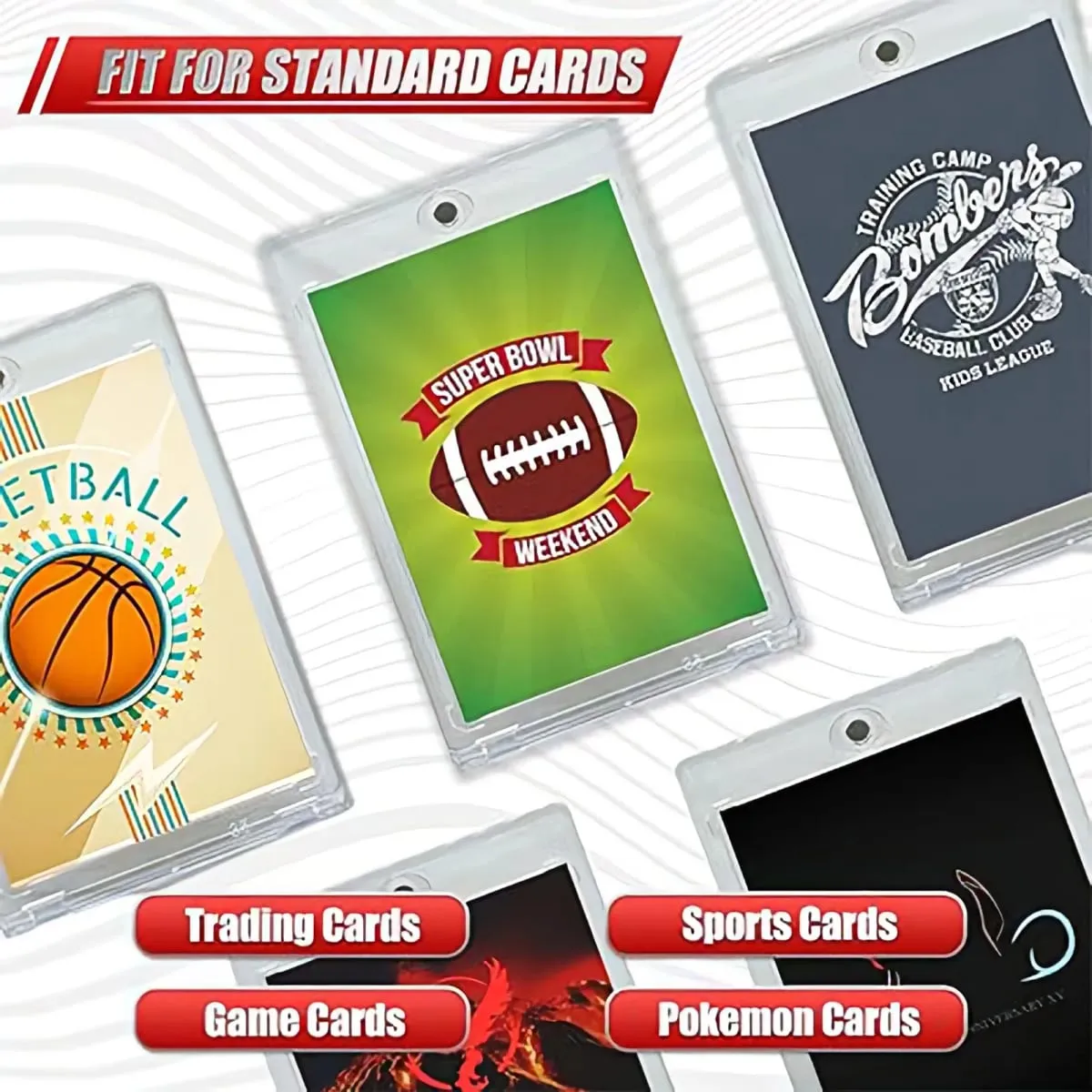 35pt conjunto de suporte de cartão magnético caso de exibição apto para yugioh pokmon jogo esportes cartões de negociação mangas brinquedo protetor acrílico duro — image 6
