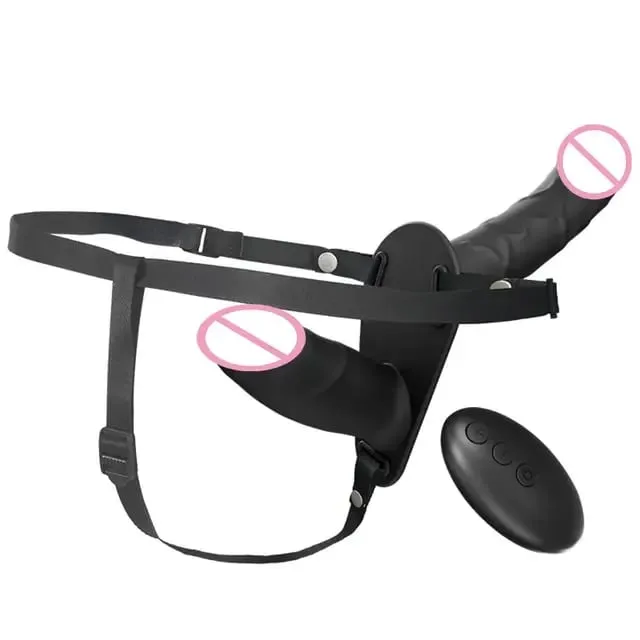 Strapon pênis artificial vibrador elétrico cabeça dupla vibratória wearable cinta no cinto vibrador g ponto brinquedos sexuais para mulheres lésbicas