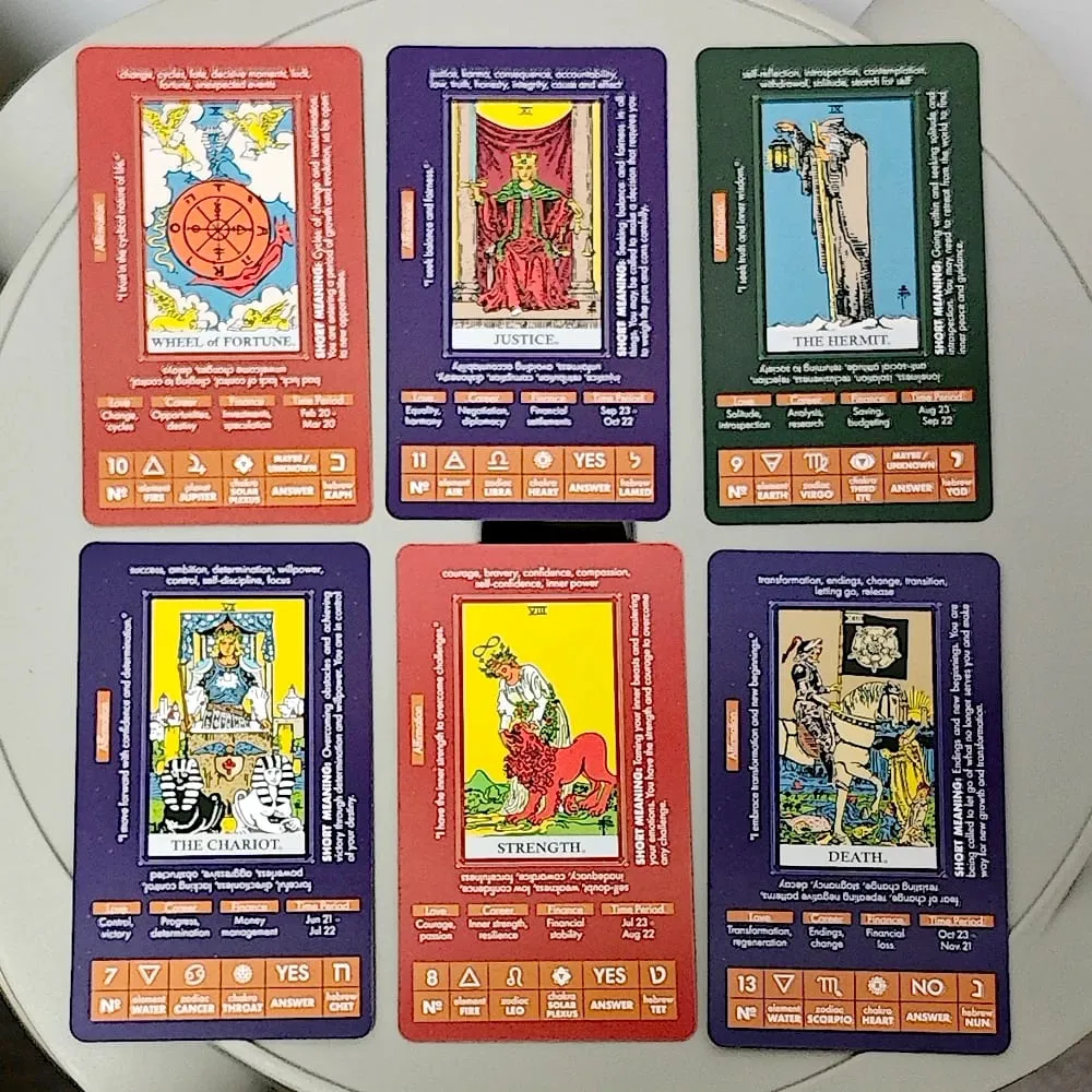 Tarô para aprendizagem - Cartas de tarô com significados - Baralho de tarô para iniciantes 10,3 * 6 cm 78 cartas