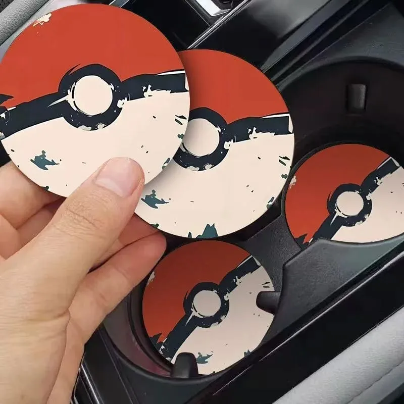 Pokémon Coaster Anime Periférico Personalidade Tendência Prático Carro Coaster Novo Modelo Antiderrapante Cartoon Coaster