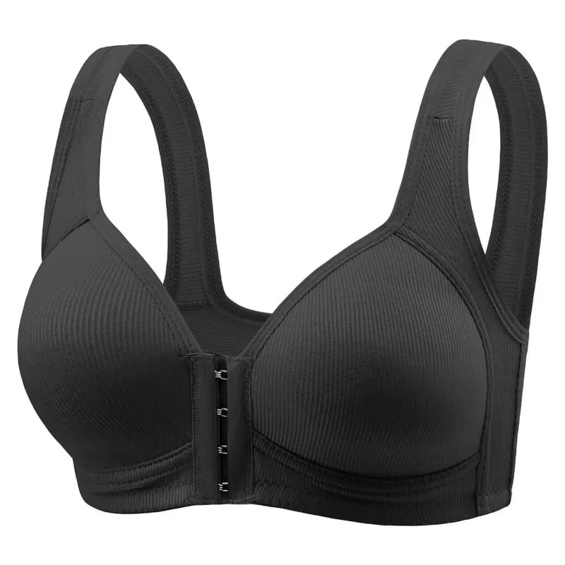 Sutiã feminino sem fio, fechamento frontal, cor sólida, cobertura completa, copos fixos, sem costura, tamanho grande, roupa íntima confortável — image 8