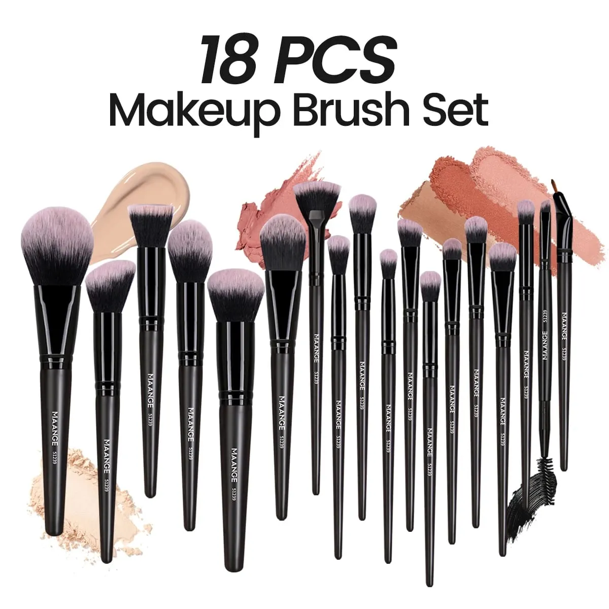 Conjunto de pincéis de maquiagem profissional, 18 peças, com 1 peça, pó, detalhe macio, base, contorno, blush, ferramentas de beleza