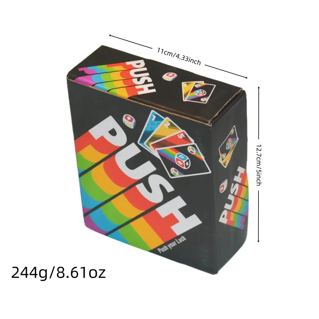 《Push 2026》 um jogo de cartas jogo de tabuleiro jogo interativo com instruções em inglês espanhol francês alemão italiano e holandês ritmo acelerado fácil de aprender uma ótima opção para festas