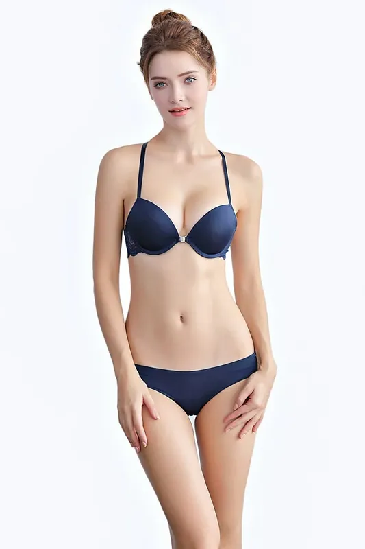 Conjunto de sutiã push-up confortável feminino com fivela frontal e alça de ombro lingerie sexy para mulher