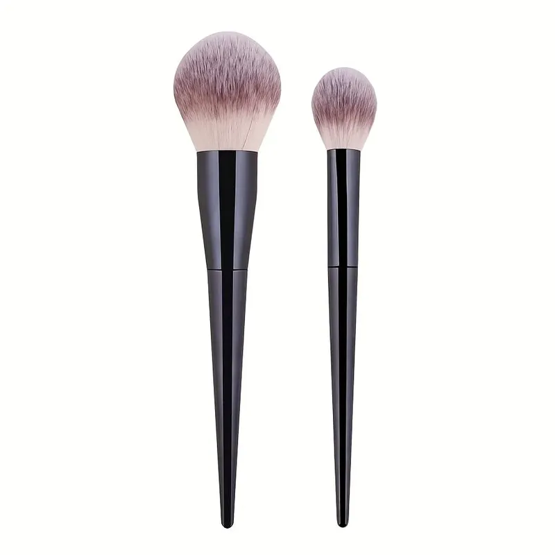 Conjunto de pincéis de maquiagem profissional, 2 peças, cerdas macias de nylon, pincéis faciais para base, blush, pó, contorno, iluminador e olhos