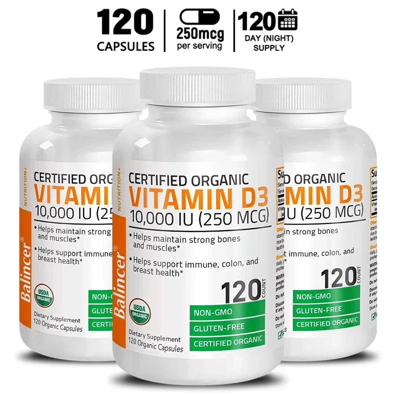 Vitamina D3 - Promove Função Muscular Saudável e Suporte Imunológico Ossos Fortes e Saúde do Sistema Nervoso 120 Cápsulas