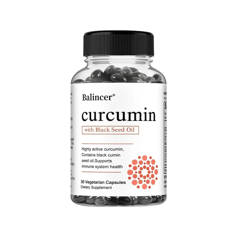 Suplemento de cápsulas de curcumina de cúrcuma com extrato de óleo de semente preta para suporte digestivo e imunológico conjunto, cognição cerebral