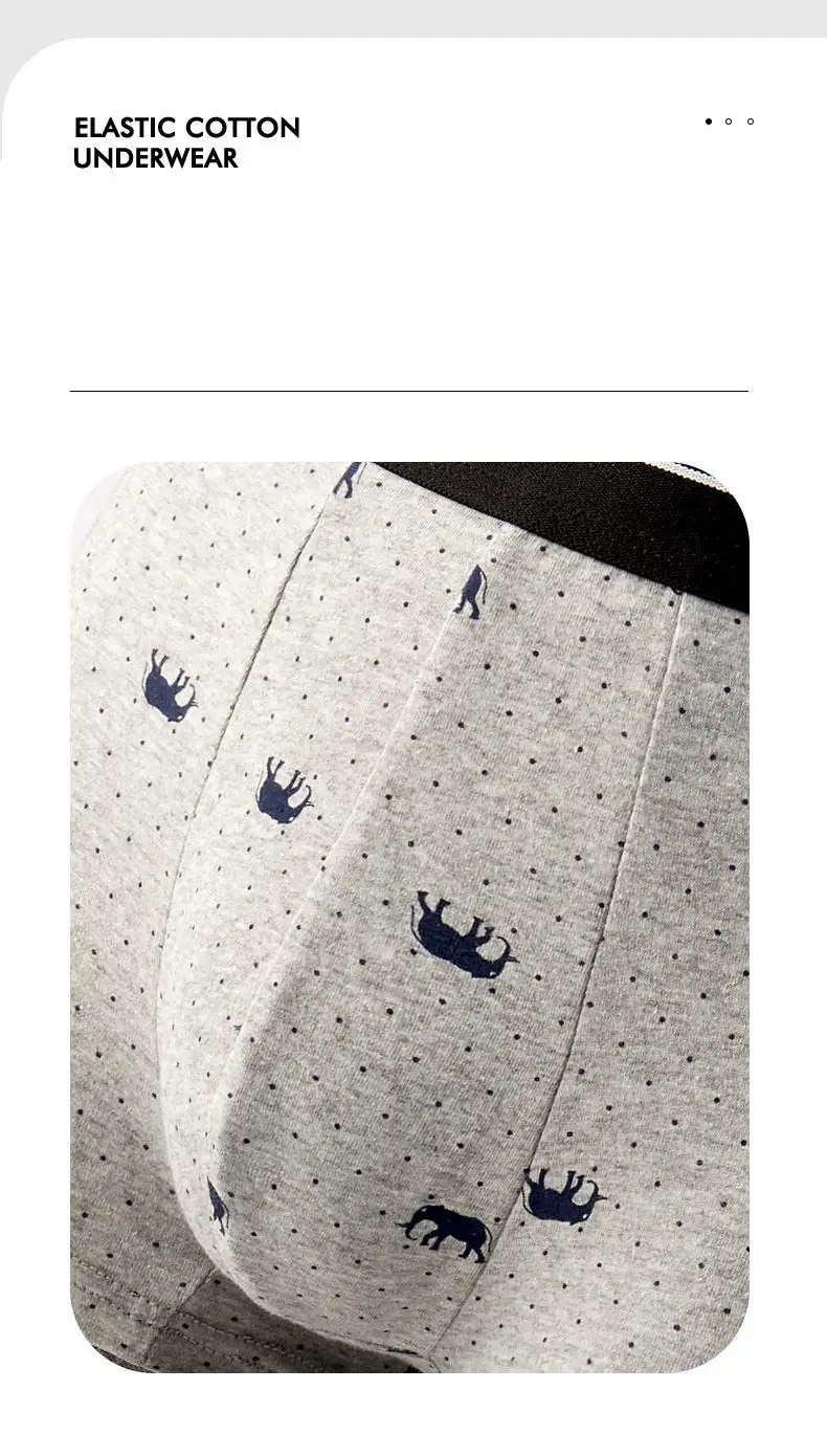 4Pcs/Lot Boxer Shorts Men Underwear Cotton Underpants Comfortable Breathable Male Trunk U Convex Print Panties High Quality