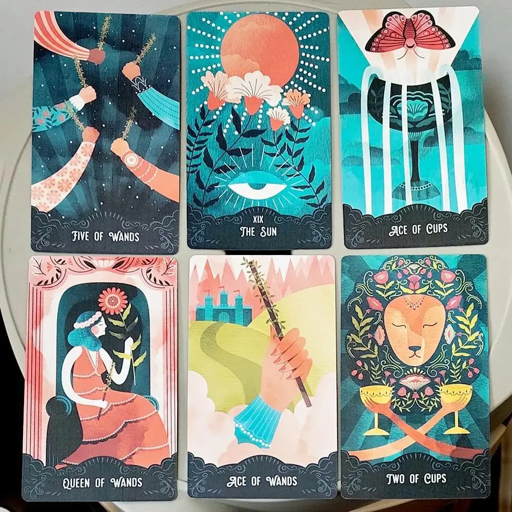Baralho de tarô Star Maiden, 78 cartas, estético, celestial, divino, cartas de tarô em caixa rígida de duas peças, relevo duplo, 12 x 7 cm