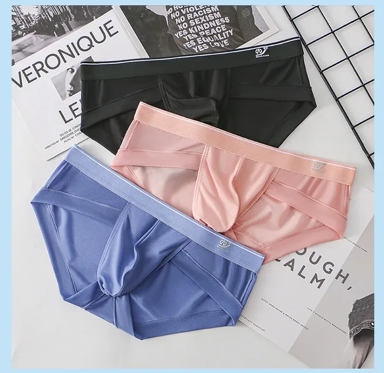 Cuecas masculinas respirável 3d bolsa leve biquíni masculino macio puro conforto secagem rápida elástico triângulo para o verão