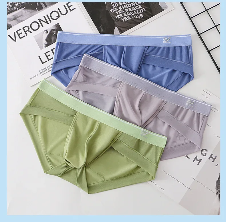 Cuecas masculinas respirável 3d bolsa leve biquíni masculino macio puro conforto secagem rápida elástico triângulo para o verão