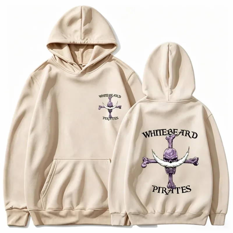 Moletom com capuz de piratas de barba branca de uma peça, moletom com estampa, barba branca Jolly Roger Anime gráfico streetwear top com capuz