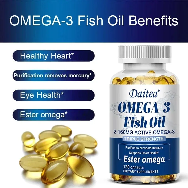 Omega 3 Fish Oil - EPA & DHA Highest Potency for Joint & Brain Support Heart Health Eyes