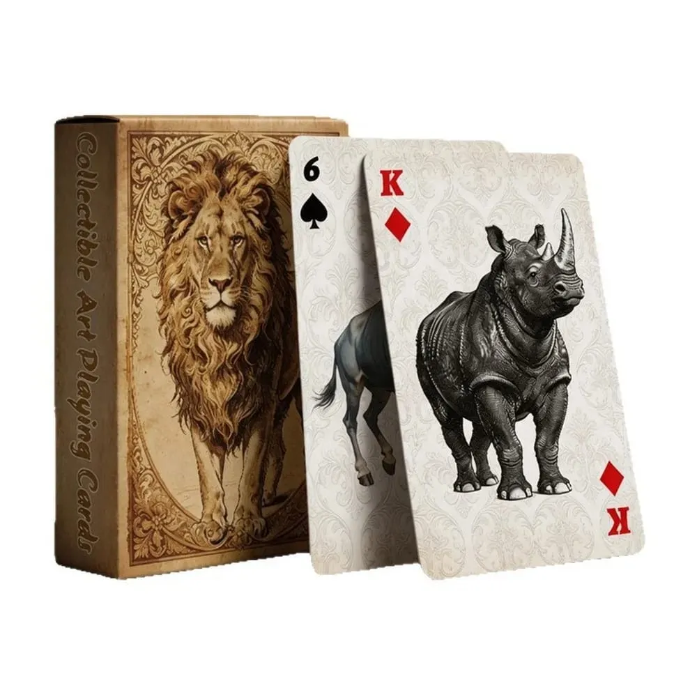 Savannah Animal Jogando Cartas Premium Baralho de Papel Suave Embaralhamento Cartas de Poker para Jogos de Tabuleiro de Festa e Desempenho Mágico
