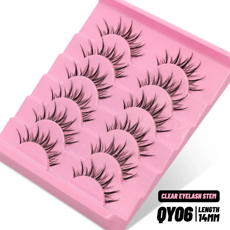 Cat eye Lashes 5/6 pairs Clear Band Lashes Natural Look 6D Wispy Eyelashes False Lashes Eyelashs Extension