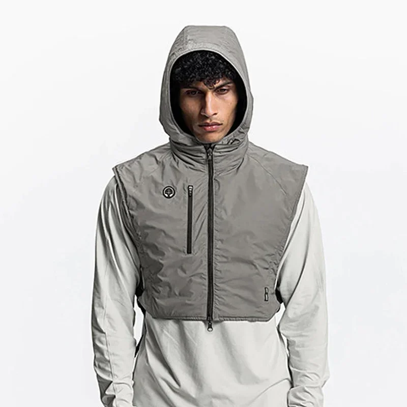 Men's Waterproof Reflective Hooded Vest Sleeveless Running Jacket Gym Outdoor, Breathable Windbreaker Night Training Sportswear