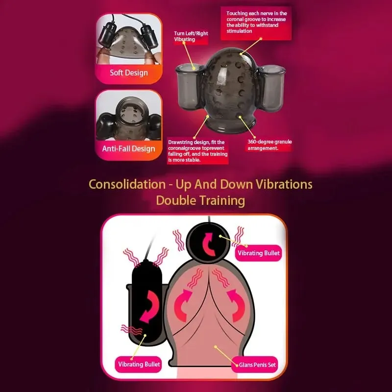 Vibrating Penis Extender Vibrator Glans Stimulator Exercise Delay Sleeve Male Masturbator Bullet Vibrator Adult Sex Toys for Men