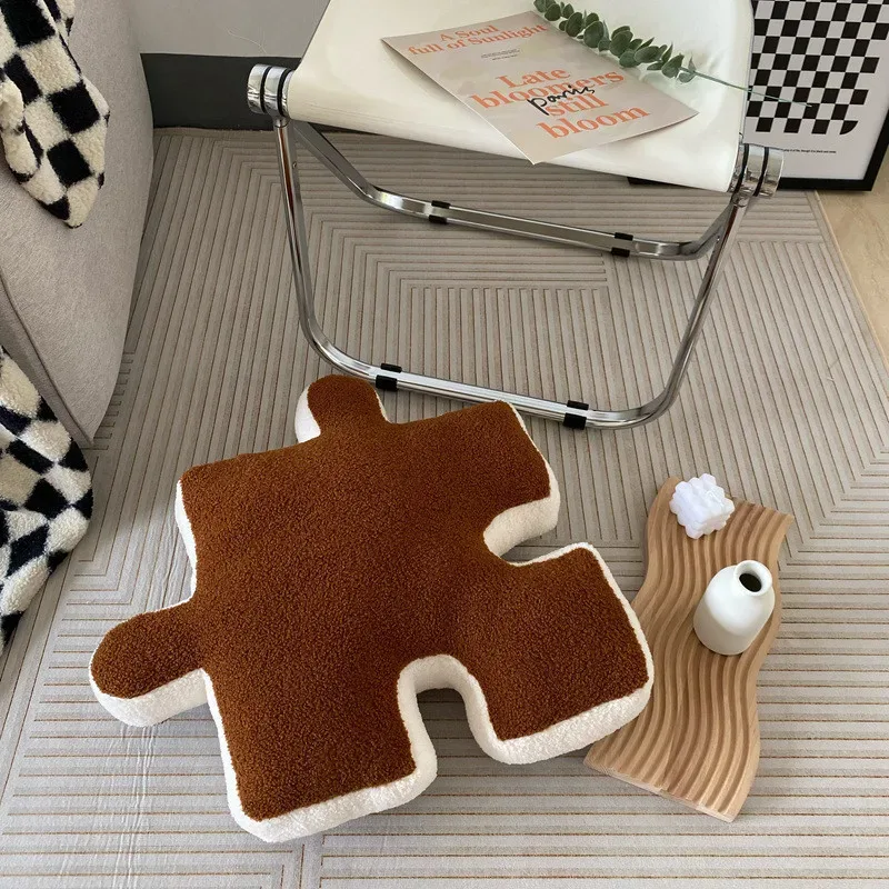 Alien puzzle travesseiro de pelúcia decoração para casa bloco de construção quebra-cabeça conforto almofada crianças presentes de aniversário de natal