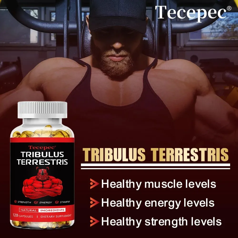 Cápsulas de Extrato de Tribulus Terrestris - com Maca Ashwagandha - Resistência Energética e Energia Natural Não OGM