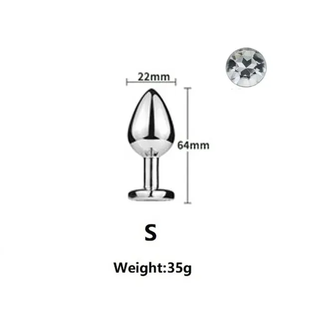 Small Size Metal Anal Beads Butt Plug Mini Rainbow Rose gold Butt Plug Crystal Jewelry Trainer Anal Dildo Masturbation Sex Toy