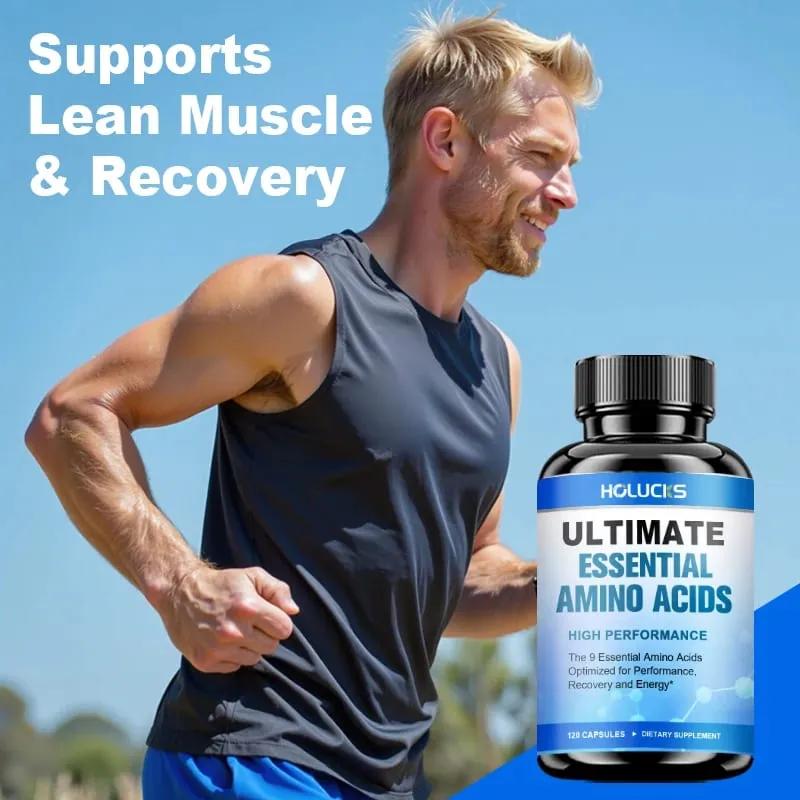 Cápsulas avançadas de aminoácidos para construção corporal, ajudam a aumentar a resistência, a síntese de proteínas, a construir massa muscular, energia abdominal