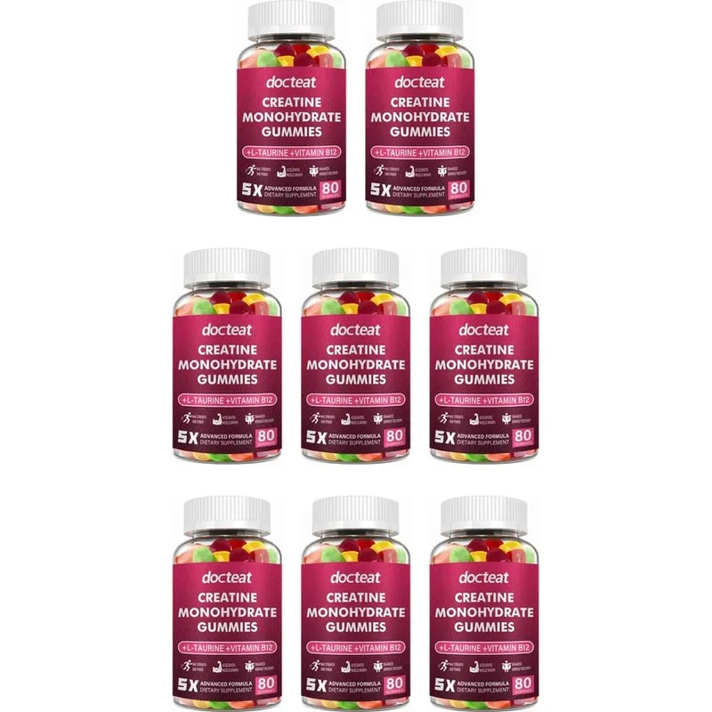 Docteat gomas monohidratadas de creatina para construção muscular, aumento de energia, recuperação muscular, resistência à saúde óssea, suporte de 80 contagens