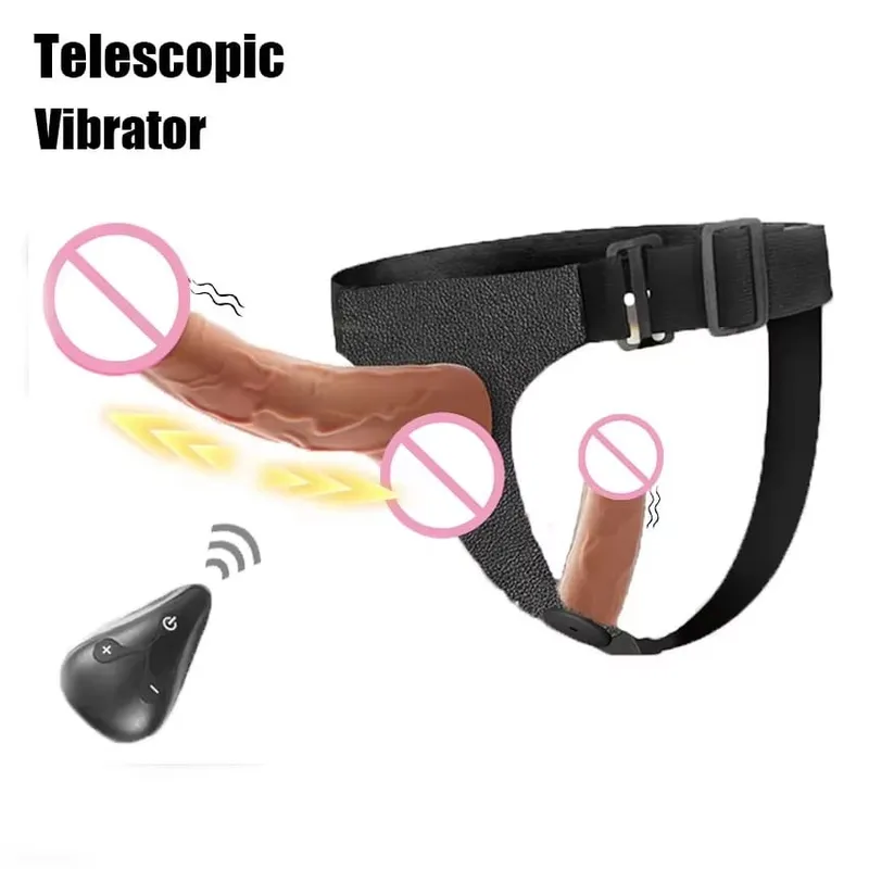 Strap-On Vibrador com Arnês Ajustável Wearable Realista Duplo Vibradores Vibradores Adultos Brinquedos Sexuais para Mulheres Lésbicas