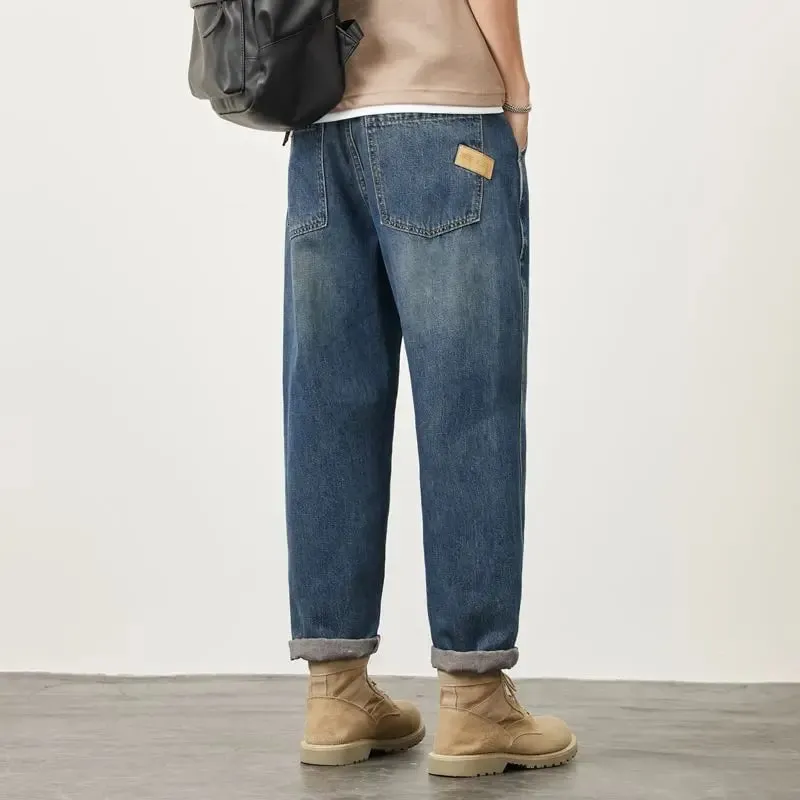 Verão micro-cone jeans retos para homem solto confortável e versátil casual adolescente na moda retro calças jeans para homem