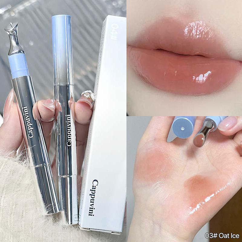 Espelho aguado essência brilho labial de longa duração não-pegajoso plumping batom líquido geléia lábio esmalte maquiagem hidratante lábios matiz