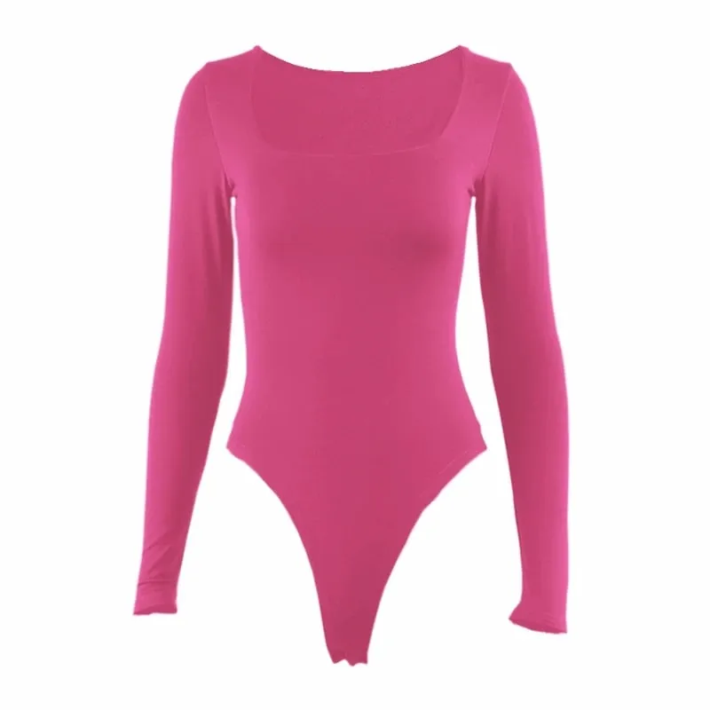 Long Sleeve Bodysuits Spring 2025 Square-Cut Collar Solid Bodycon Elastic Romper Sexy Y2k Women Clothing Fashion Club Party 2520 — image 13