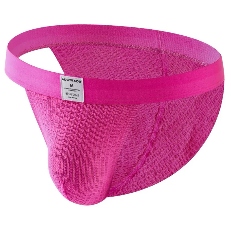 Homens tecido malha garfo alto breve adulto roupa interior respirável u bolsa elástica macia g-string tanga unissex calcinha masculina
