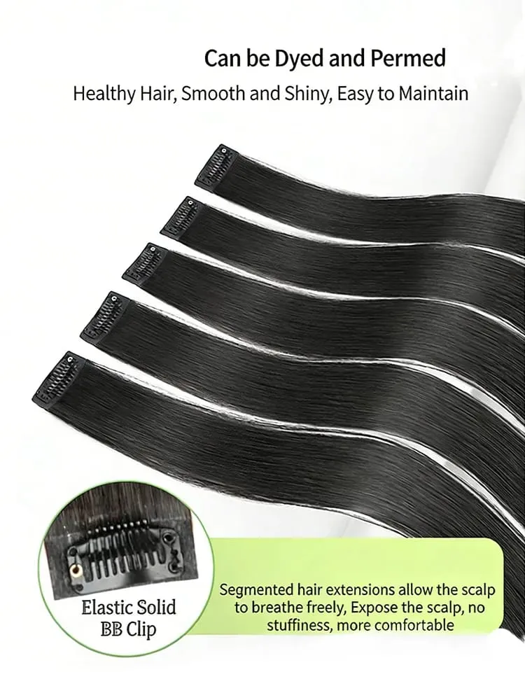 Grampo de 5 pces 60cm no cabelo humano das extensões do cabelo para adicionar volumesintético