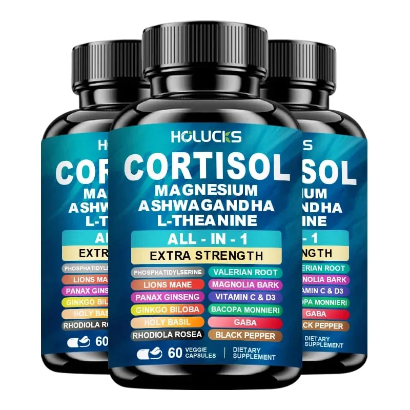 Suplemento avançado de cortisol com vitamina D3 para controle do estresse, alívio da ansiedade do humor e qualidade do sono, bem-estar geral