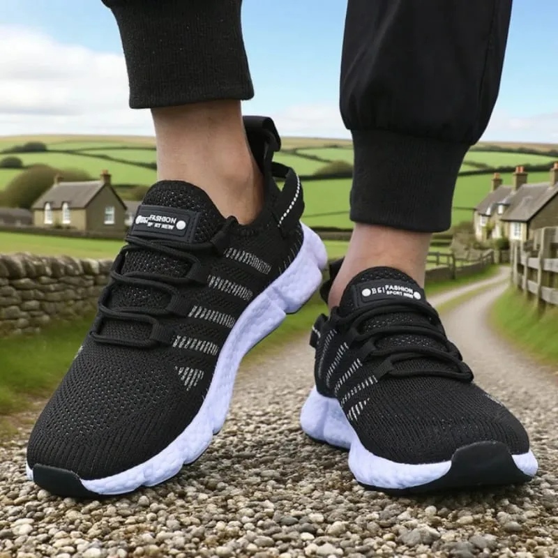 Tênis de corrida de sola macia para homens malha respirável flexível tênis casuais confortáveis ​​solas sustentáveis ​​sapatos de treinamento de tênis