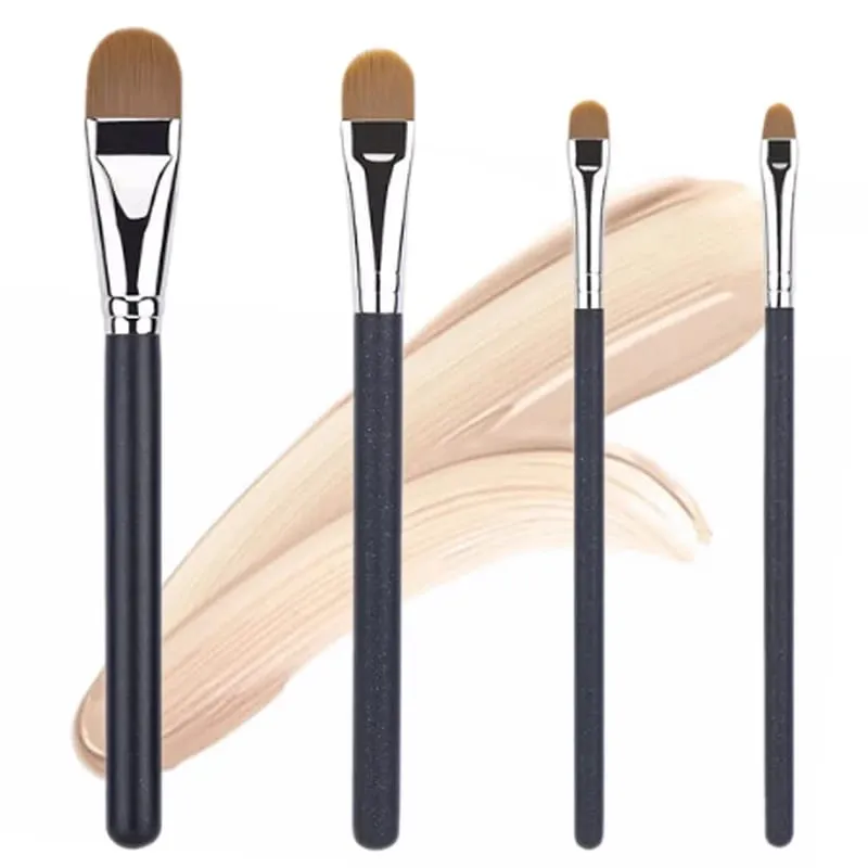 Pincéis ultrafinos para corretivo de base, 4 tipos de tamanhos, creme de base líquida profissional, pincel de maquiagem para cabelos macios, ferramentas de maquiagem