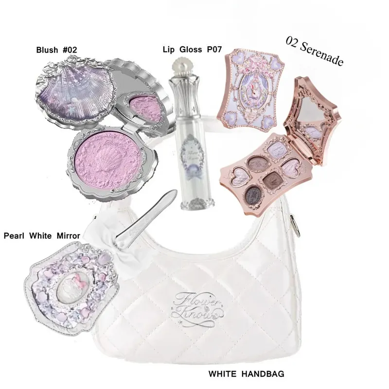 Flower Knows Make Up Kit Cosmetics Full Set Strawberry Rococo Palette Little Angel Highlighter Matte Lipstick 4Pcs Kit
