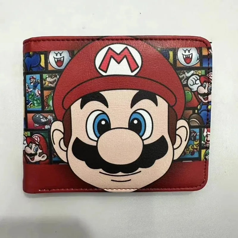 Carteira curta Super Mario Personalidade de estudante Kawaii PU à prova d'água multifuncional conveniente dobrável clipe para cartão de mudança