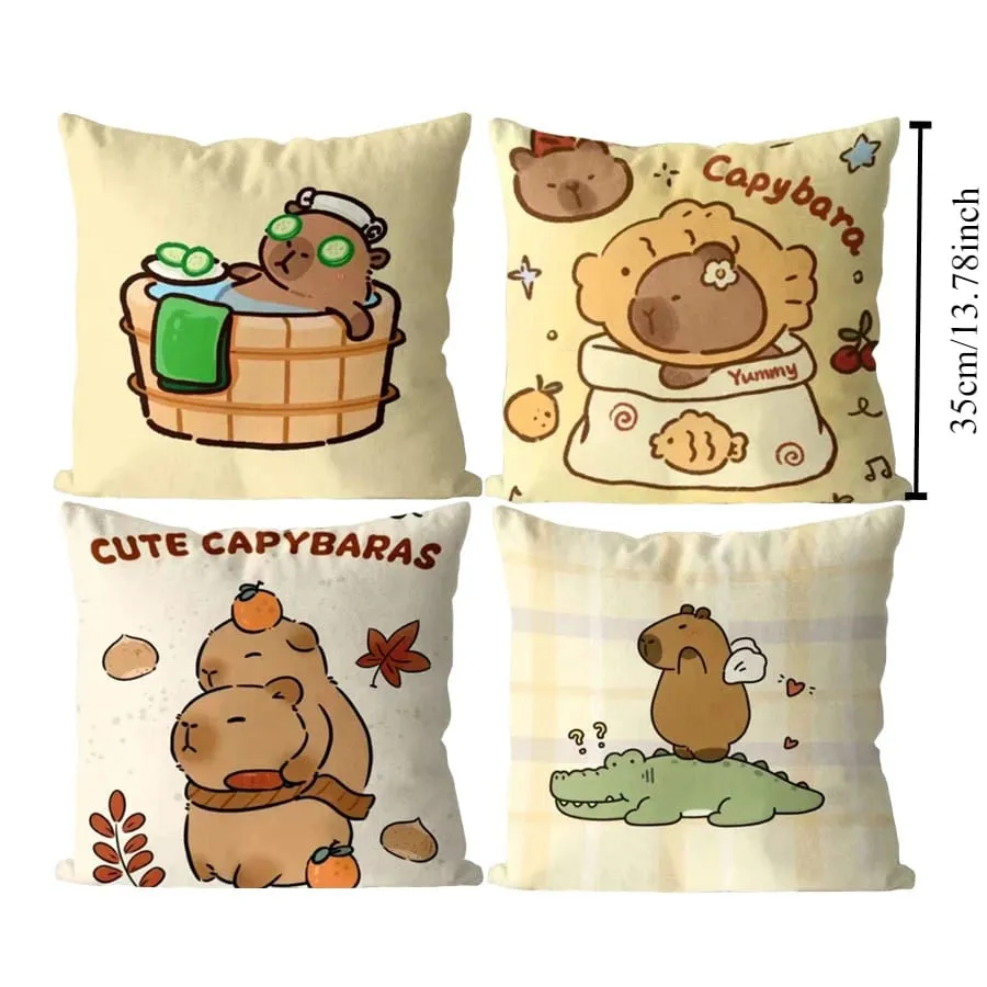 Capybara Cute Throw Pillow Cartoon Square Pillows Kawaii Anime Soft Waist Sofa Cushion Car Home Bedroom Decoration