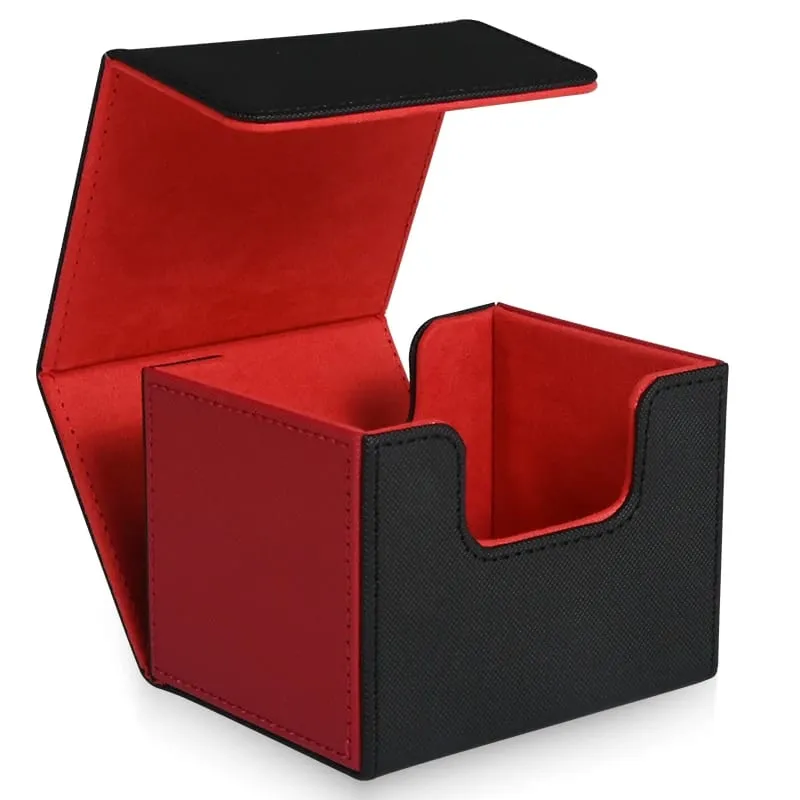 Card Deck Box PU Leather Strong Magnet Card Case Holds 120+ Single Sleeved Cards Fits for Magic Yugioh TCG Cards