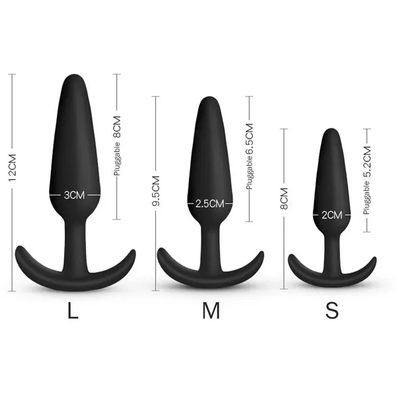 Plugue anal de 3 tamanhos diferentes, plugue anal de silicone macio, estimulador, brinquedos sexuais adultos para homens/mulheres, massageador de próstata, treinador anal